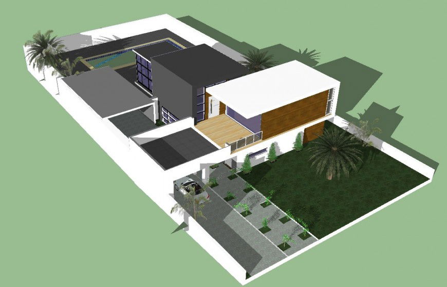 Villa design detail 3d drawing in skp file.