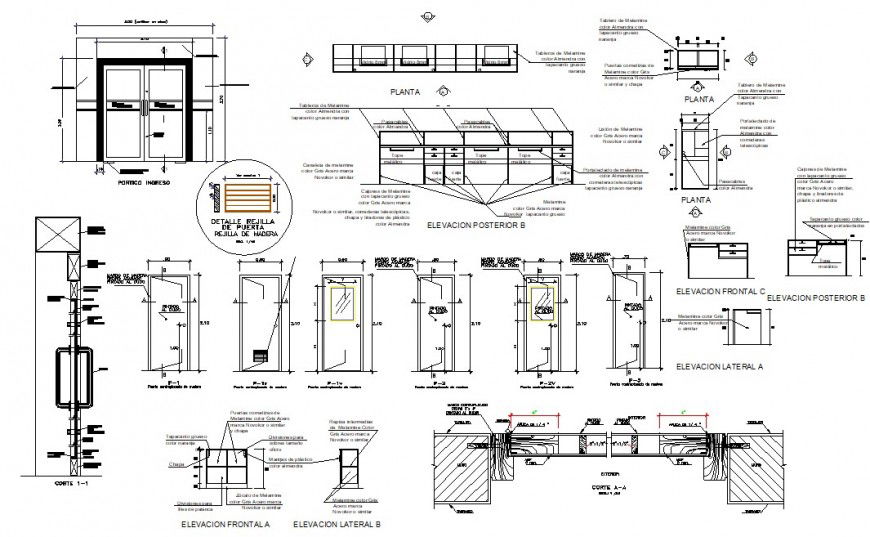Villa doors and windows elevation and installation drawing details dwg file
