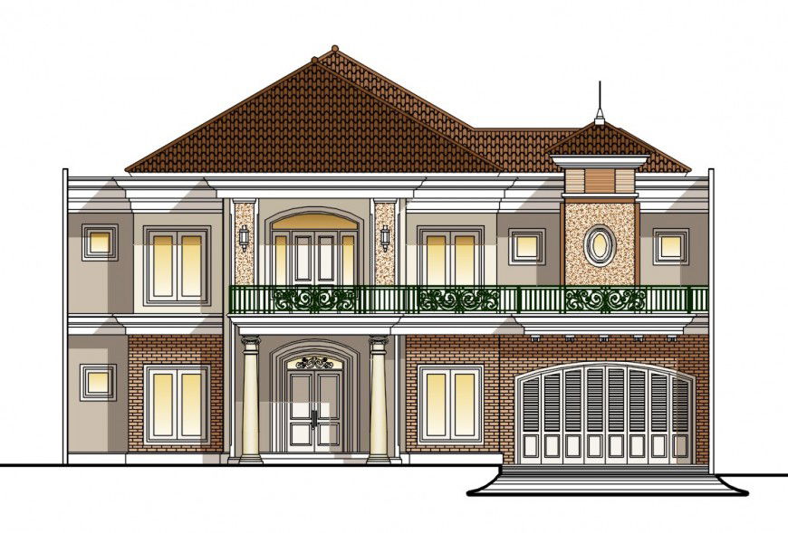 villa elevation design cad file