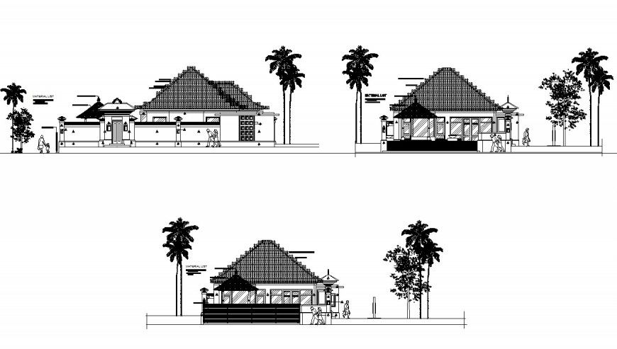 Villa elevation in auto cad file