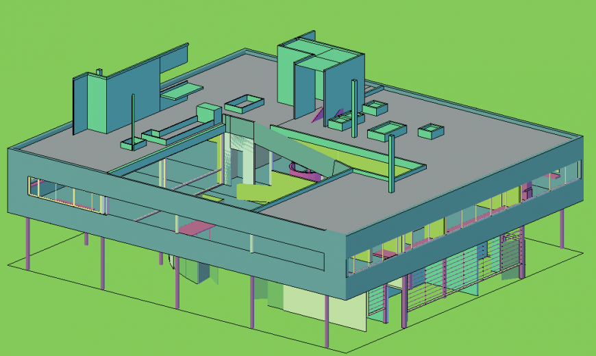 Villa exterior 3d model in AutoCAD.