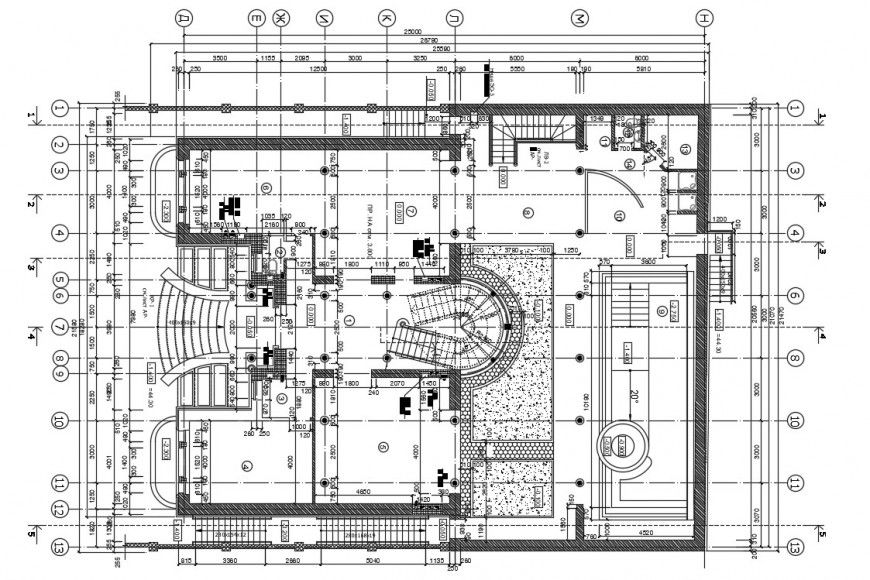 Villa first floor distribution plan cad drawing details dwg file