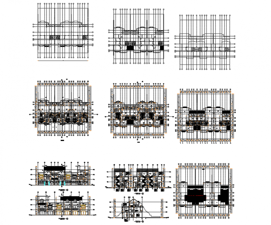 Villa first stage section plan dwg file