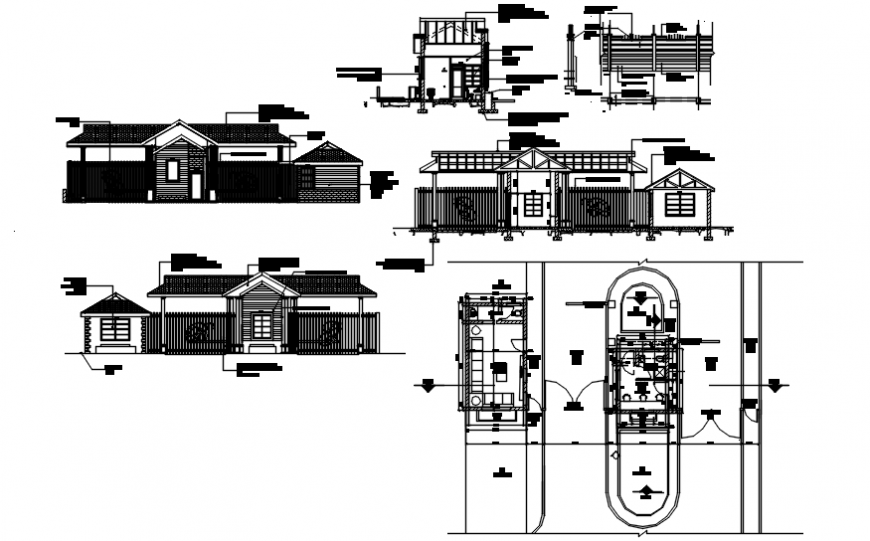 Villa floor plan and elevation in auto cad file