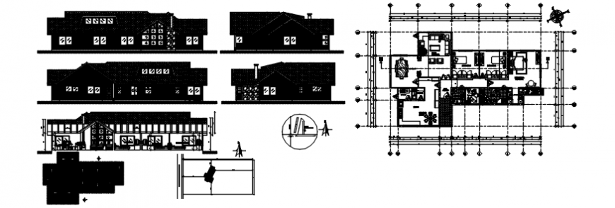 Villa floor plan and elevation in auto cad software
