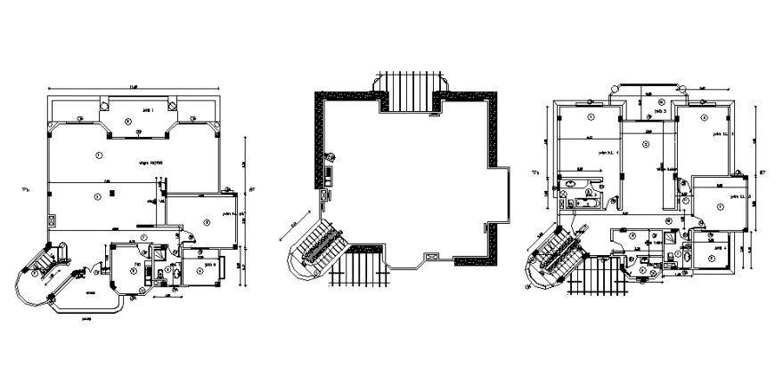 Villa ground floor, first floor and general framing plan cad drawing details dwg file
