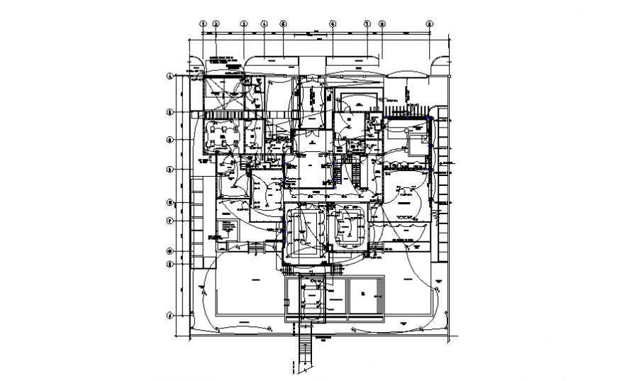 Villa ground floor lighting layout detail dwg file