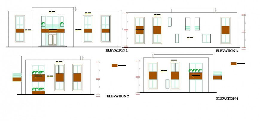 Villa house all elevation drawing in dwg file.
