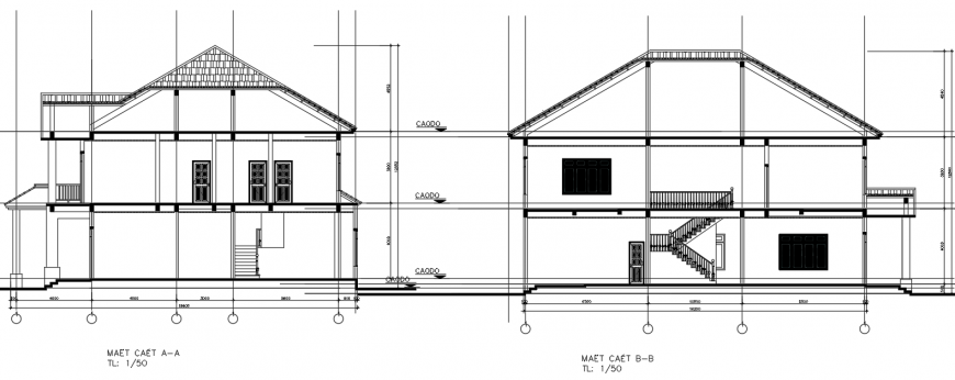 Villa house elevation drawing in dwg AutoCAD file.