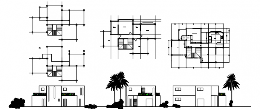 Villa plan and elevation in auto cad file