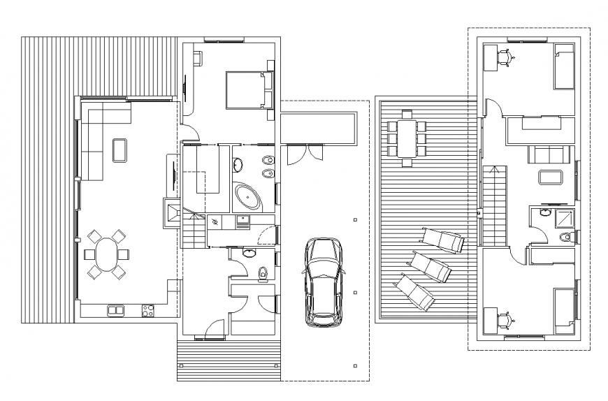 Villa plan with architecture part dwg file