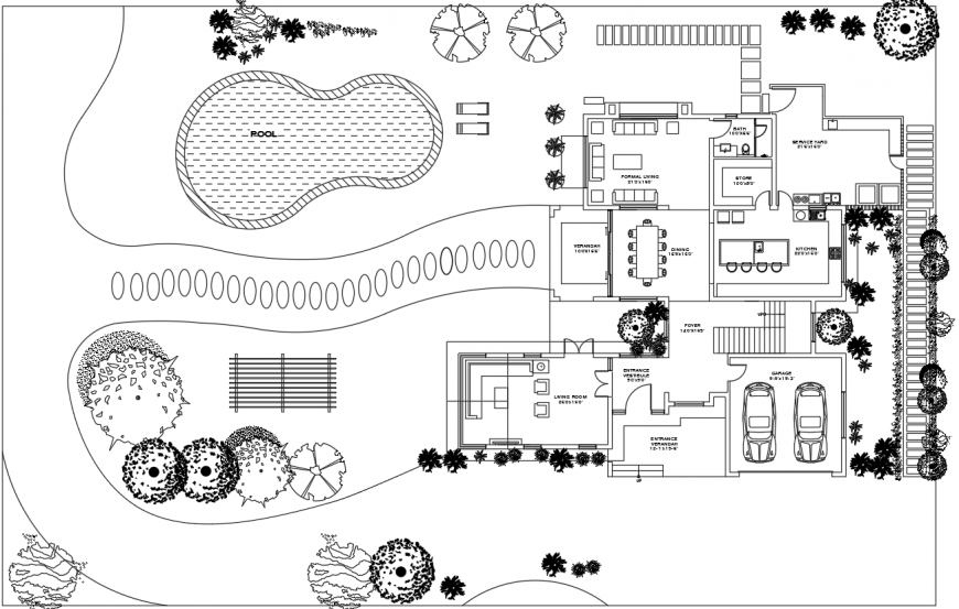 Villa project sample house layout plan in dwg AutoCAD file.