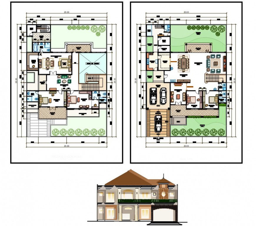 villa residence project detail autocad software file
