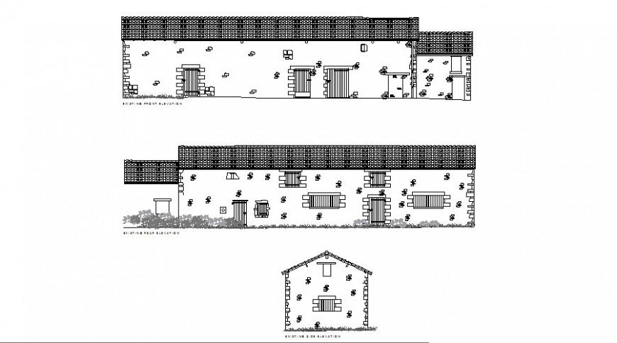 Village home elevation drawing in dwg file.