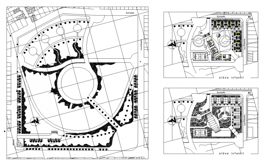 Village plan detail 2d view layout autocad file