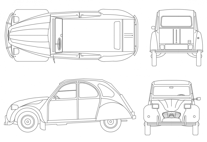Vintage and family multiple car elevations cad block details dwg file