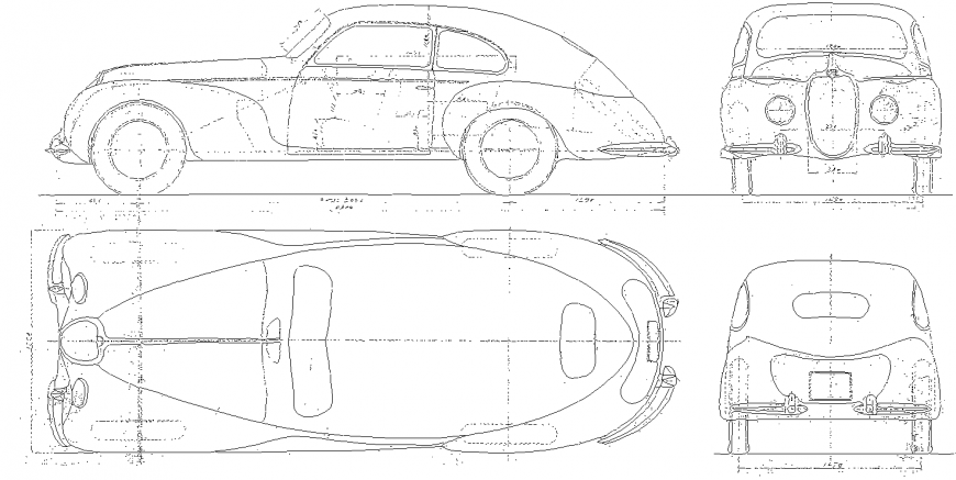 Vintage car detail drawing in dwg AutoCAD file.