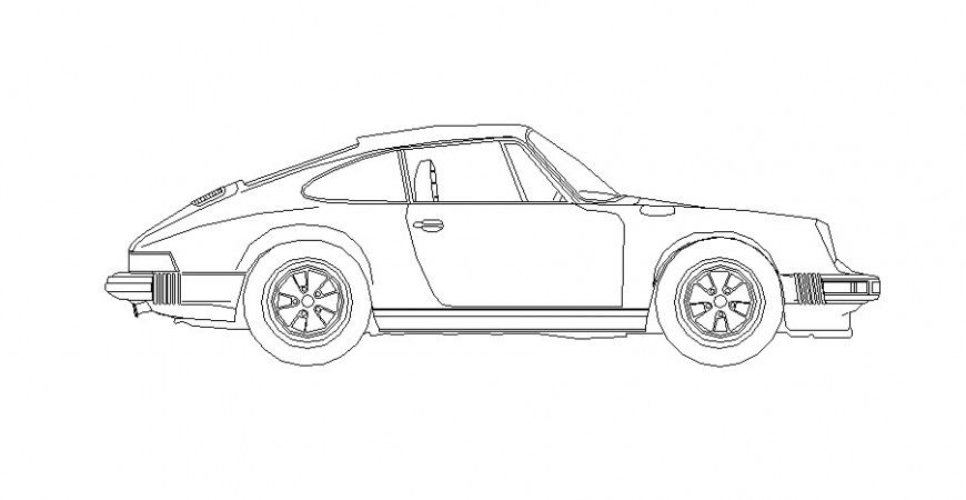 Vintage Car elevation drawing detail in AutoCAD file.