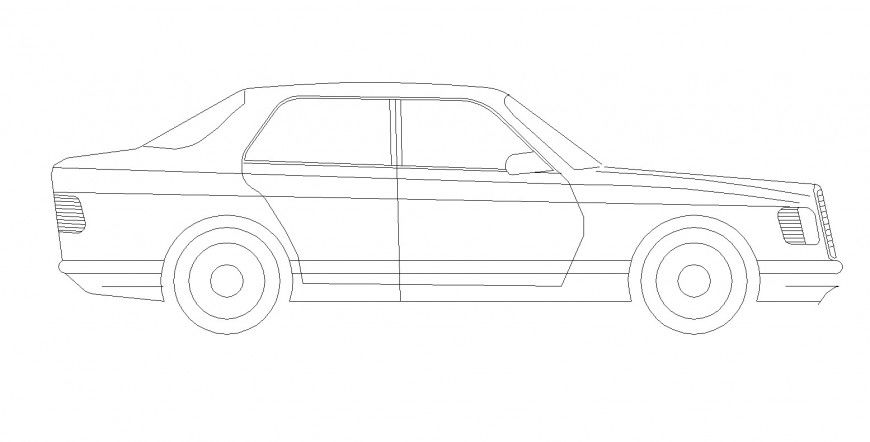 Vintage car elevation drawing in dwg AutoCAD file.