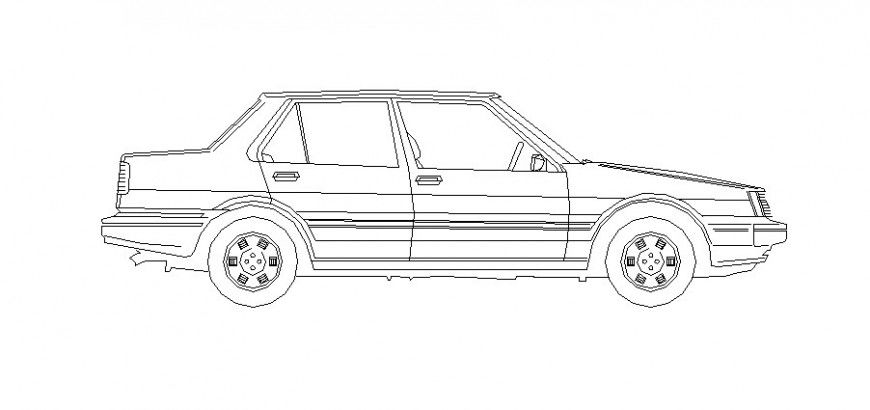 Vintage Car elevation line drawing detail in AutoCAD file.