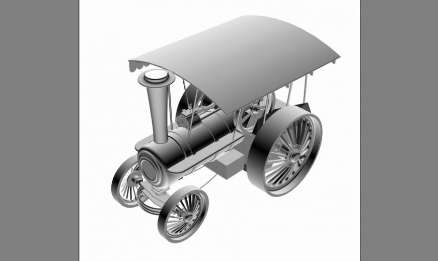 Vintage train stem engine 3d model cad drawing details max file