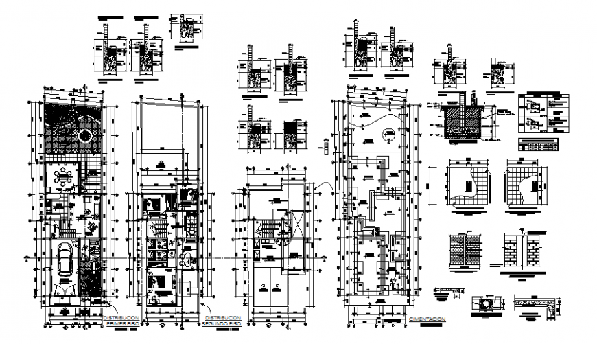 Vivien unfamiliar house detail plan, elevation and section autocad file