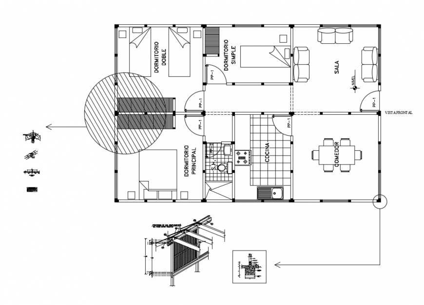 Vivinda one family house layout plan cad drawing details dwg file