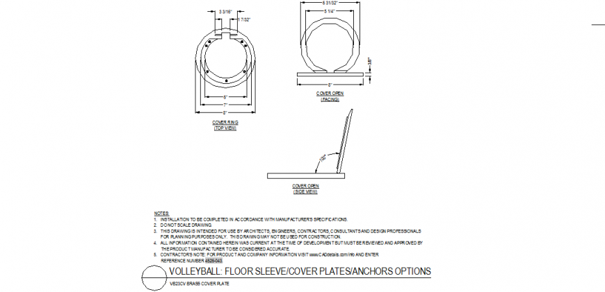 Volley-ball court cover plate detail plan autocad file