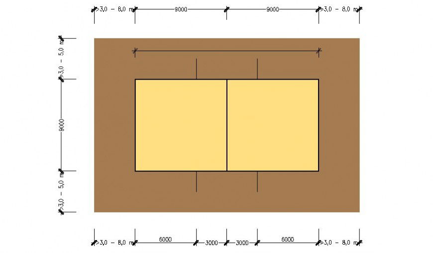 Volley ball court ground plan details 2d view autocad file