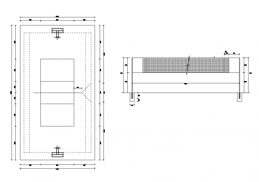 Volleyball Court ground detail elevation 2d view layout file