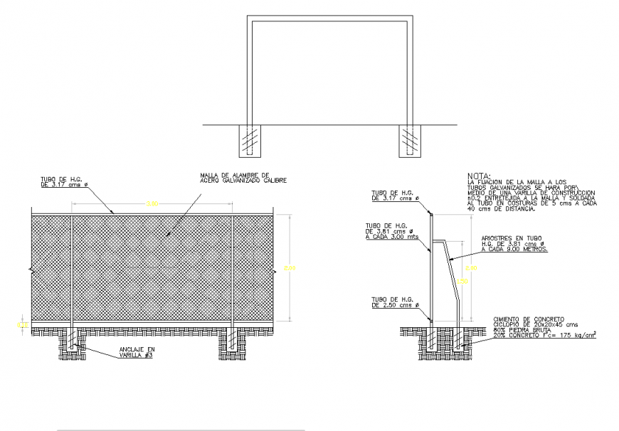 Volleyball elevation and section plan detail dwg file