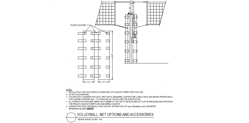 Volleyball net option and accessories detail plan layout file