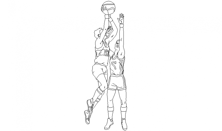 Volleyball playing men Auto cad block of people dwg file