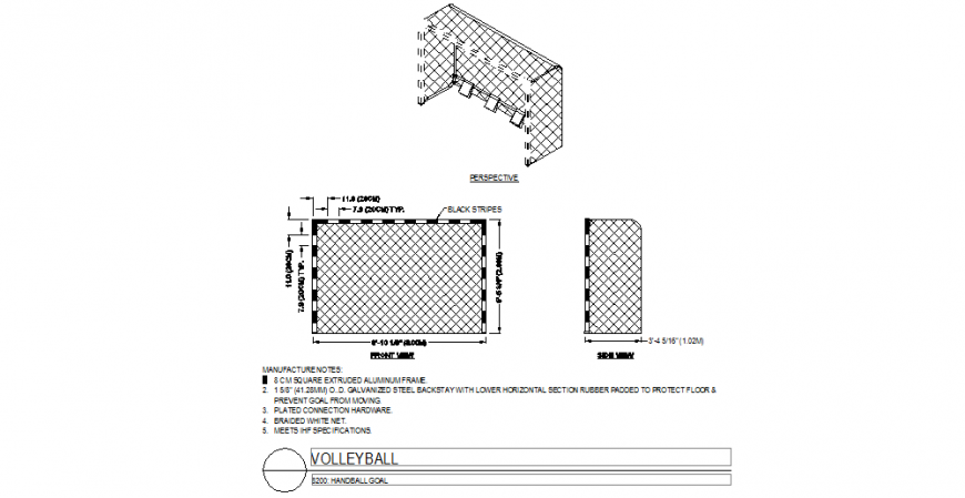 Volleyball system ground detail plan layout file