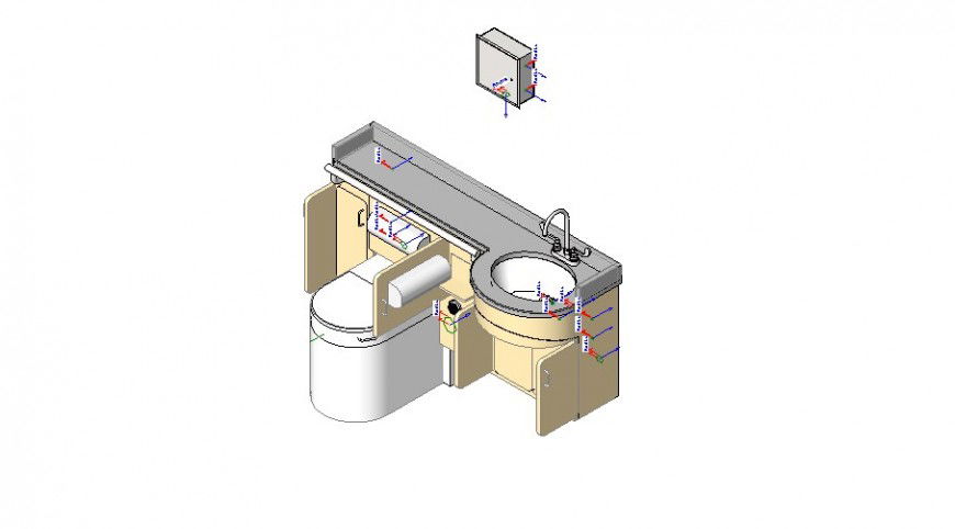 W.C and round wash basin 3d model in Revit file.