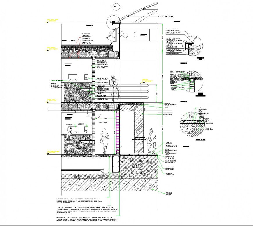 Waffle slab façade section plan dwg file