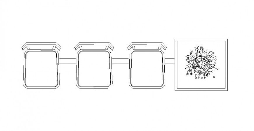 Waiting area chairs elevation blocks cad drawing details dwg file