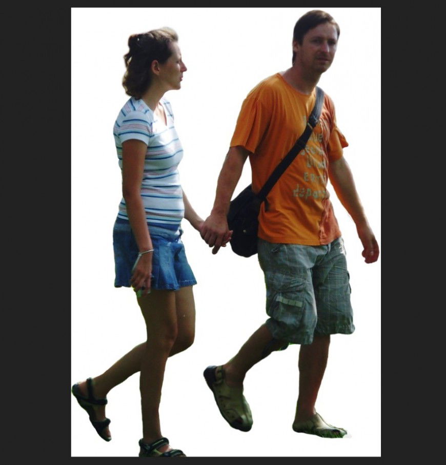 Walking couple detail 3d model layout photo file