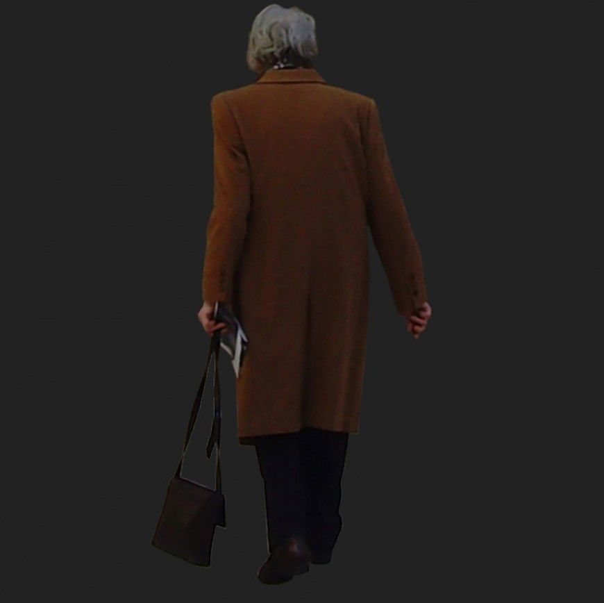 Walking old woman detail 3d model layout photo file