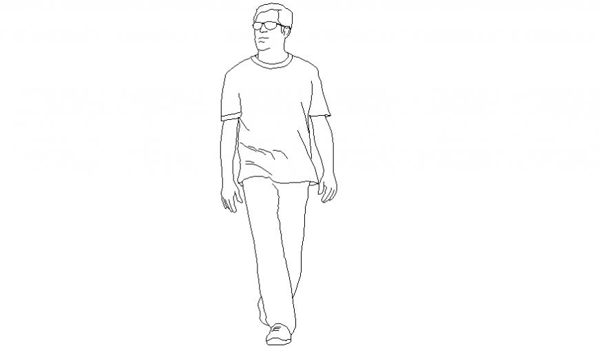 Walking person with googles in Auto cad block dwg file