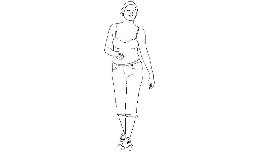 Walking women block in people for AutoCAD dwg file