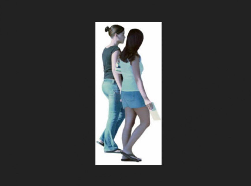 Walking women detail 3d model layout photo file