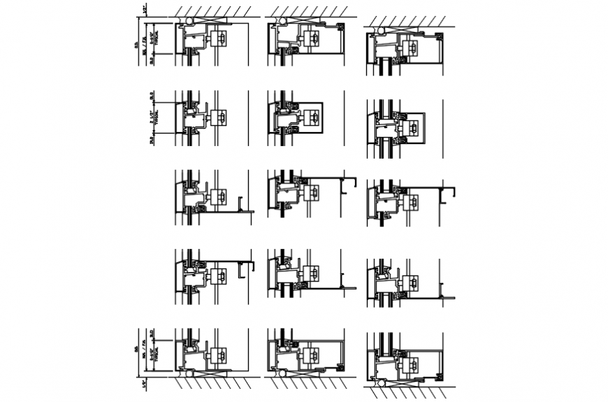 Wall and column support construction detail in auto cad file