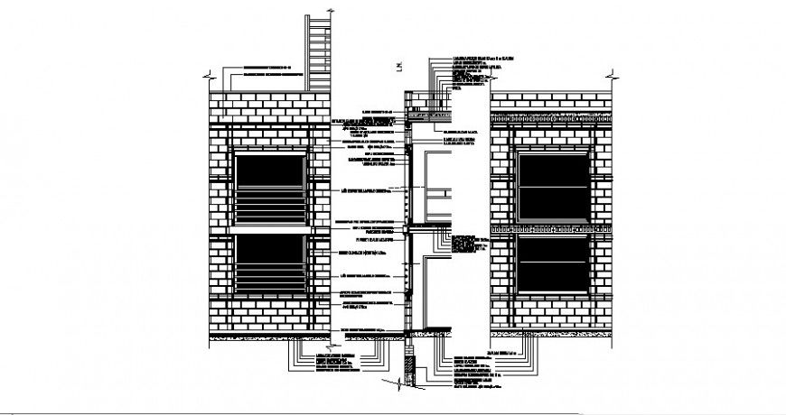 Wall and Concrete Block Construction View AutoCAD DWG File Download