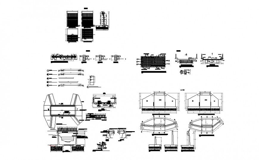 Wall and wall support area with detail of column and beam area detail dwg file