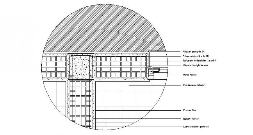 Wall block with joint constructive section cad drawing details dwg file