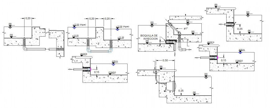 Wall blocks and joints construction cad drawing details dwg file