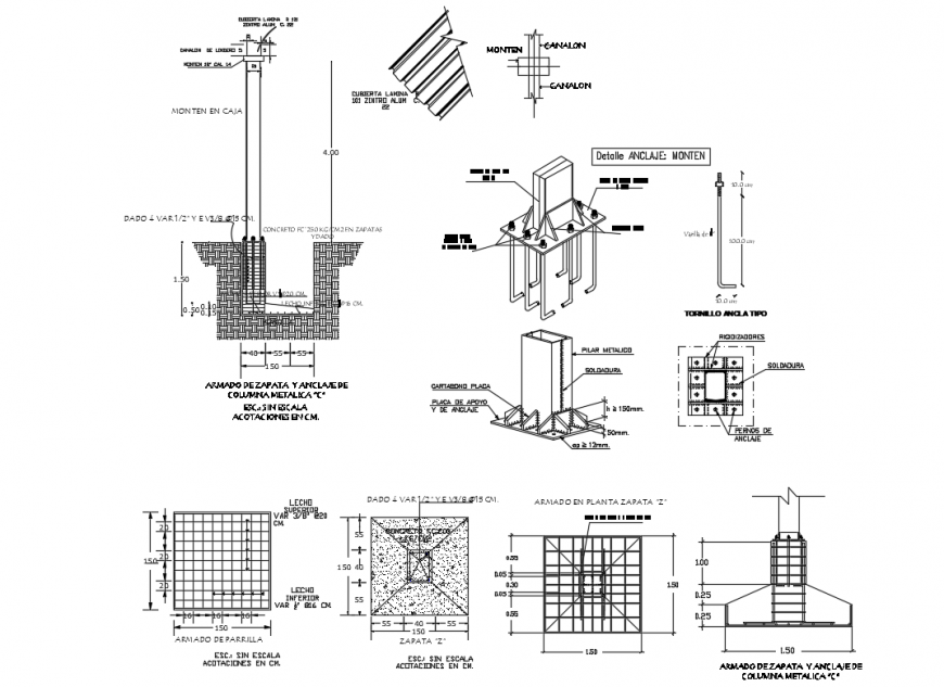 Wall construction and other construction details of sports center dwg file
