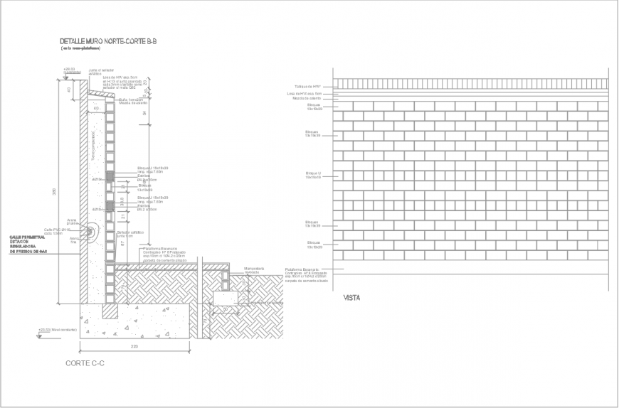 Wall construction detail drawing in dwg AutoCAD file.