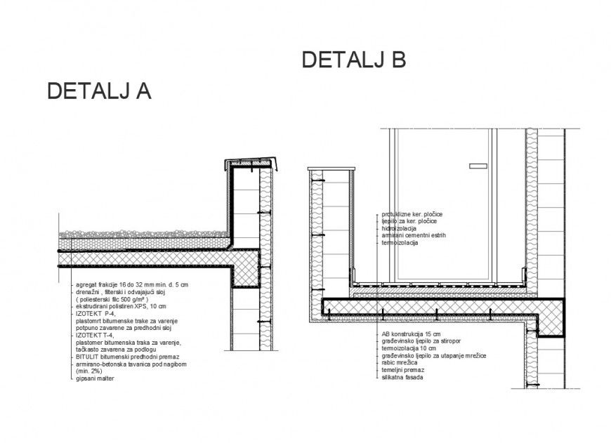 Wall construction details of three story house dwg file